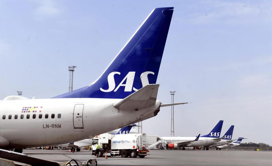 Aviones de la aerolínea SAS en el aeropuerto de Estocolmo