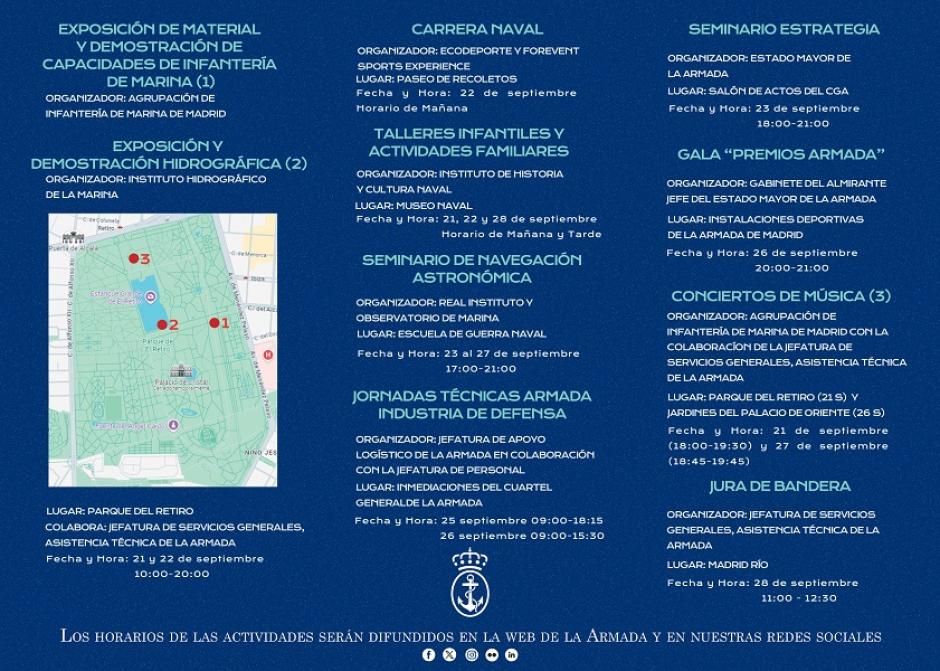 Tríptico de actividades de la Semana Naval de Madrid 2024