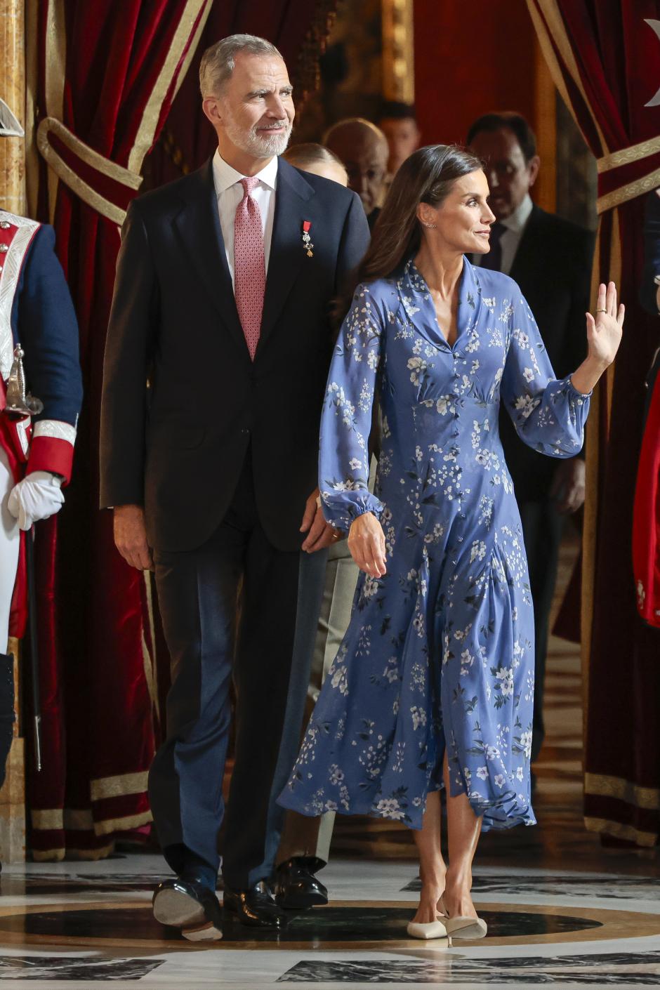 Spanish King Felipe VI and Letizia Ortiz attending a reception at RoyalPalace during the known as Dia de la Hispanidad, Spain's National Day, in Madrid, on Thursday 12, October 2023.