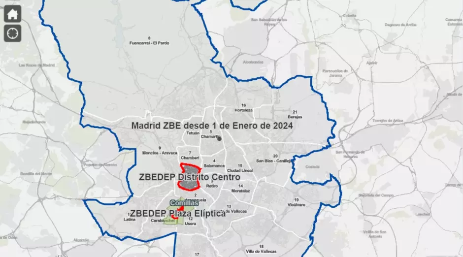 Las ZBE de Madrid afectan a todos sus barrios desde el 1 de enero