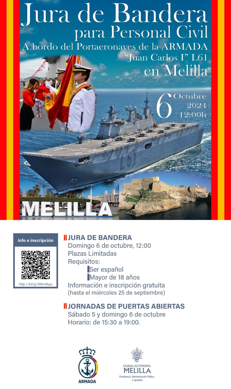 Cartel de la Armada que anuncia la Jura de Bandera en el L-61 Juan Carlos I