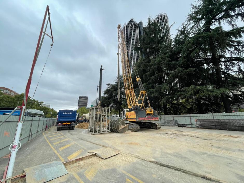 Obras de la nueva estación de Metro de Santiago Bernabéu