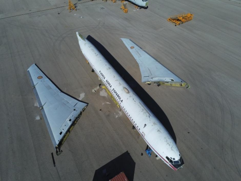 Espectacular imagen de un Boeing 707 de las Fuerzas Armadas españolas desmontado