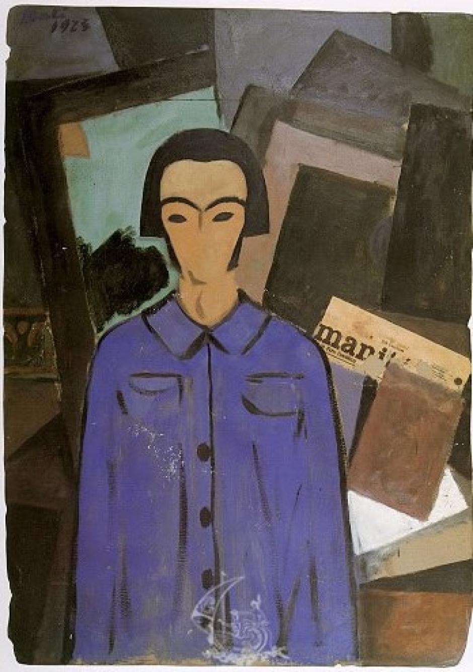 Autorretrato con L'Humanité (1923)