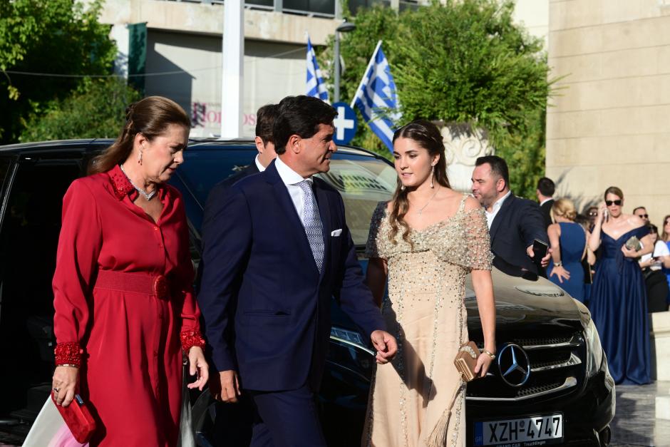 Princess Alexia of Greece and Carlos Morales with their children Arrietta, Ana Maria, Carlos and Amelia during wedding of Princess Theodora of Greece and Matthew Kumar in Athens, Greece, on September 28 2024. Photo by Tatiana Bolari/Eurokinissi/ABACAPRESS.COM