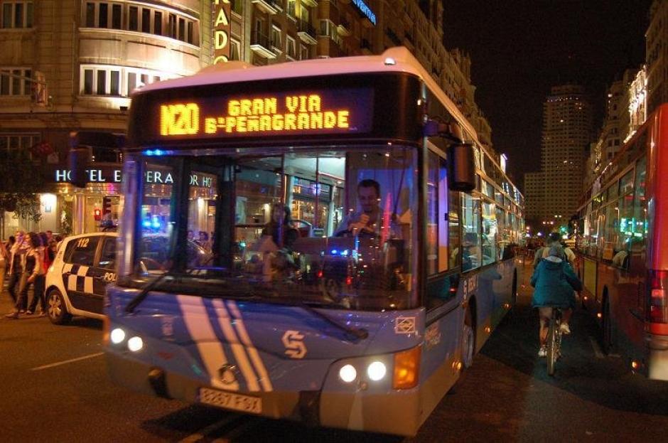 Un búho circula por el centro de Madrid