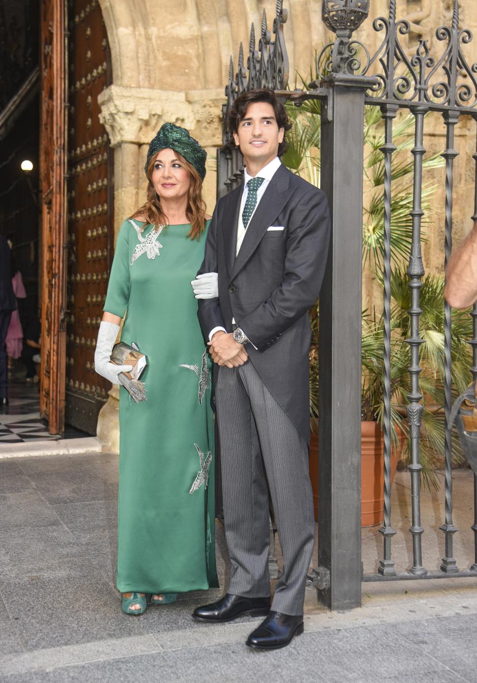 arriving to Constanza Villa-Mir and Daniel's wedding in Seville. October 4 2024