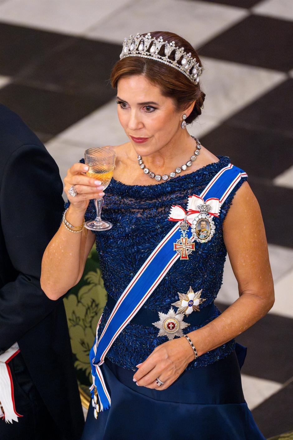 Point de Vue Out
Mandatory Credit: Photo by Shutterstock (14768424ed)
King Frederik, Queen Mary during the State Banquet at Christiansborg Palace in Copenhagen, on the first day of the two day state visit by the Icelandic President to Denmark.
State Visit from Iceland to Denmark, Copenhagen, Denmark - 8 Oct 2024 *** Local Caption *** .