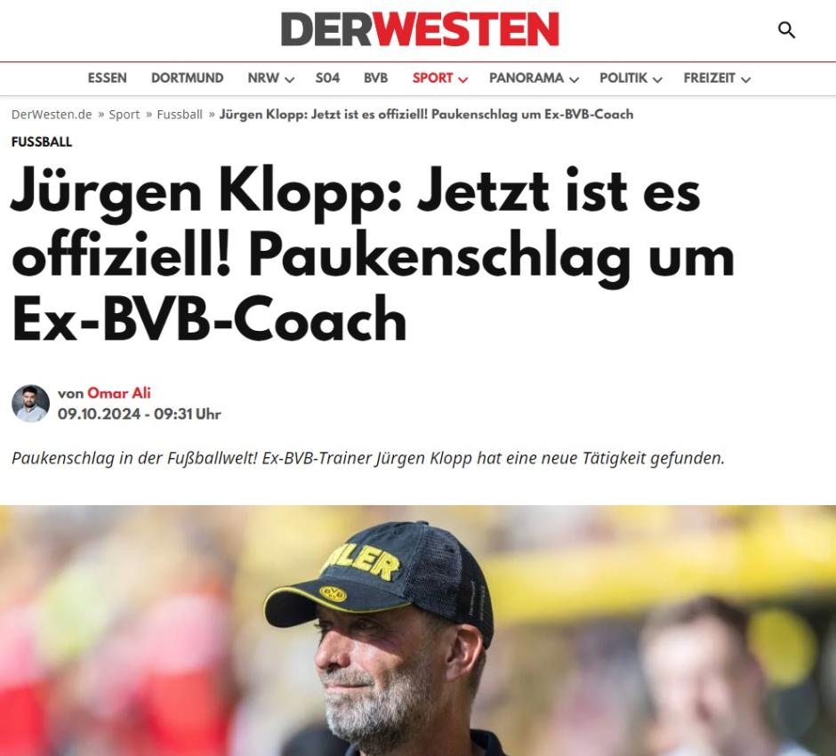 El diario Derwesten, especializado en la información del Borussia de Dortmund (ex equipo de Klopp) habla de ''gran éxito'' para su exentrenador