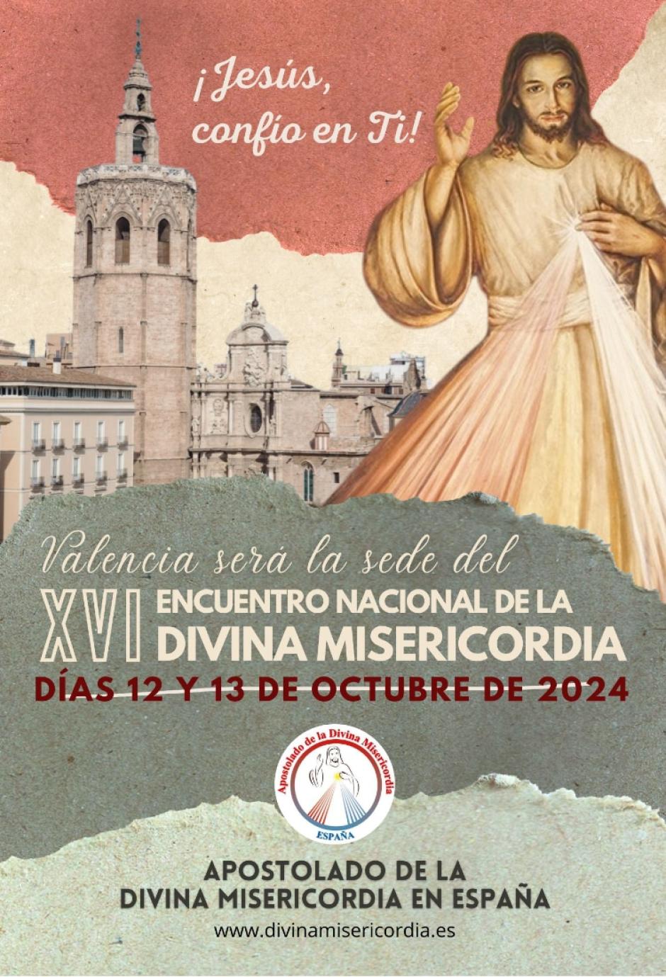 Cartel difundido por la Archidiócesis de Valencia sobre el XVI Encuentro Nacional de la Divina Misericordia