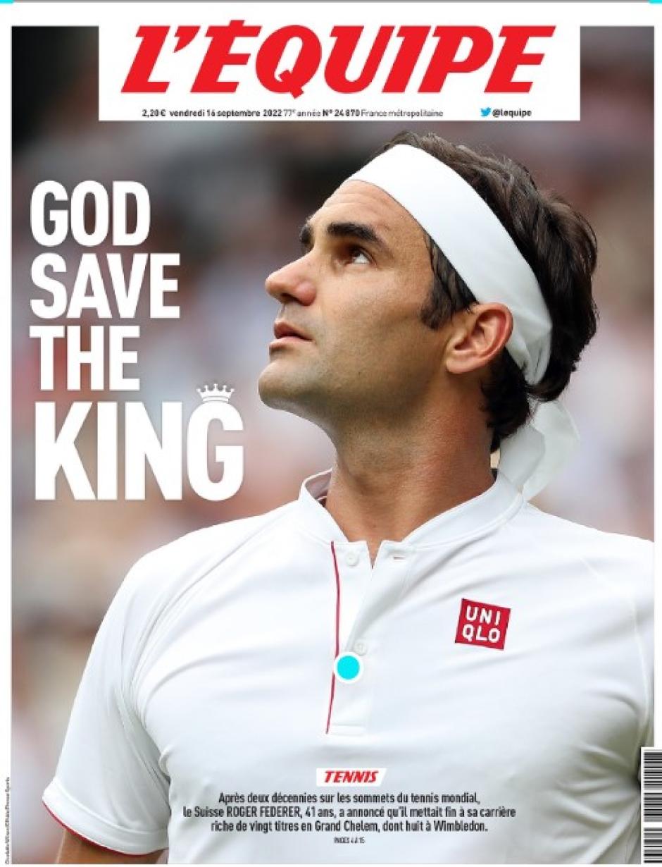 La portada de L'Équipe en 2021, cuando Federer se retiró