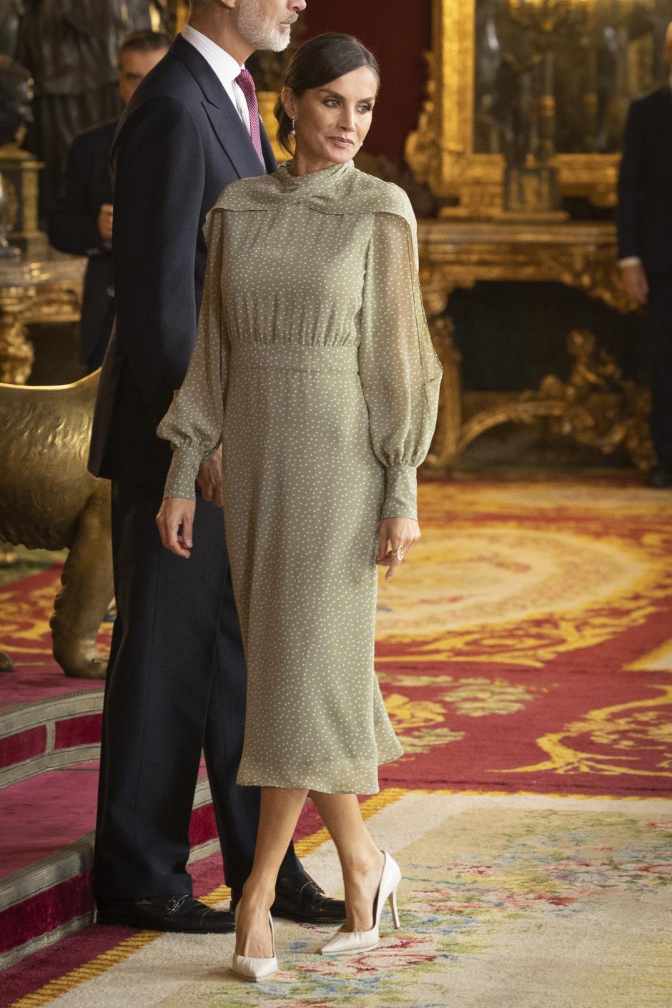 Spanish Queen Letizia attending a reception at RoyalPalace during the known as Dia de la Hispanidad, Spain's National Day, in Madrid, on Wednesday 12, October 2022.