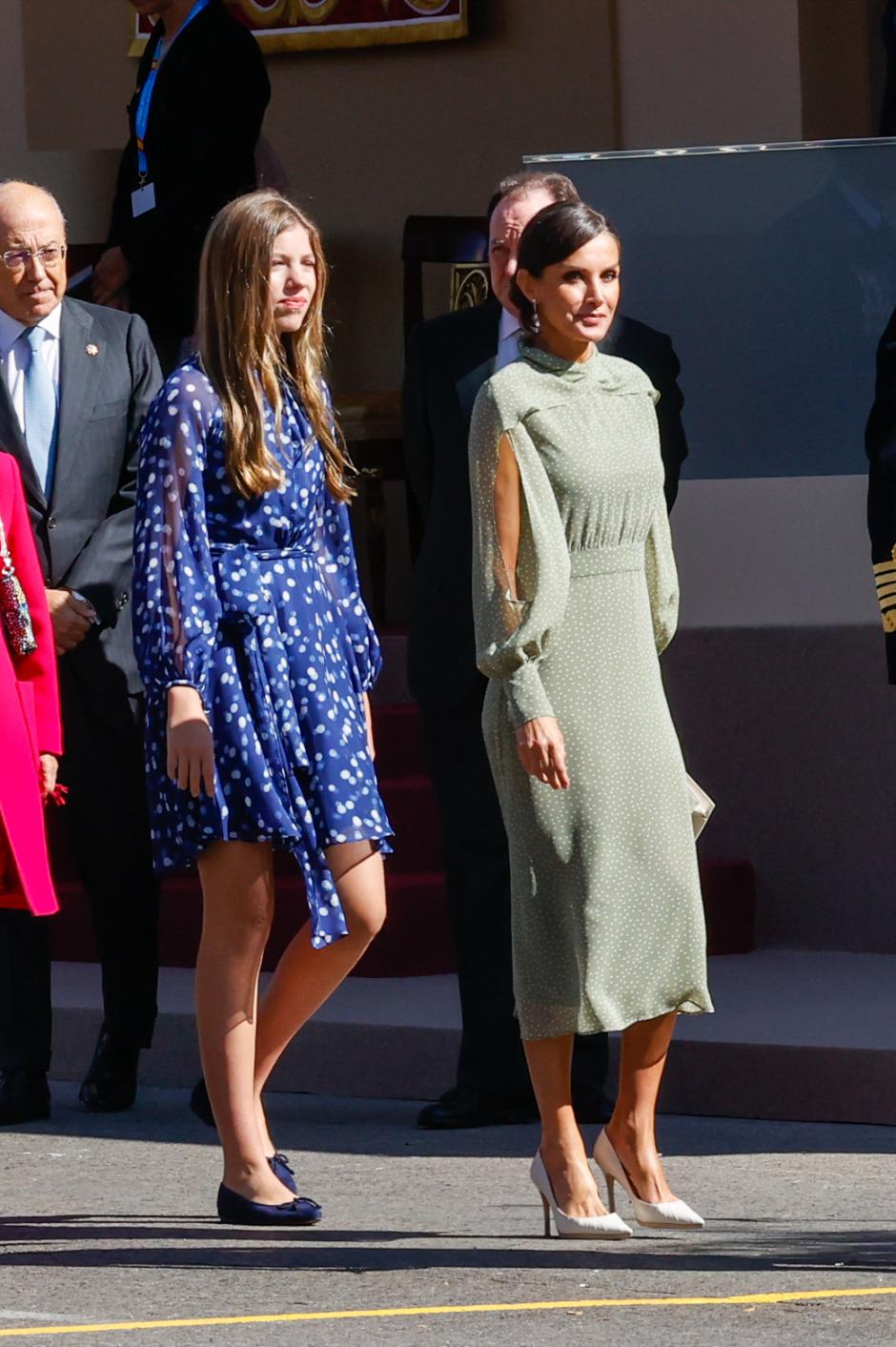 Spanish Queen Letizia and daughter Infanta Sofia de Borbon attending a military parade during the known as Dia de la Hispanidad, Spain's National Day, in Madrid, on Wednesday 12, October 2022.