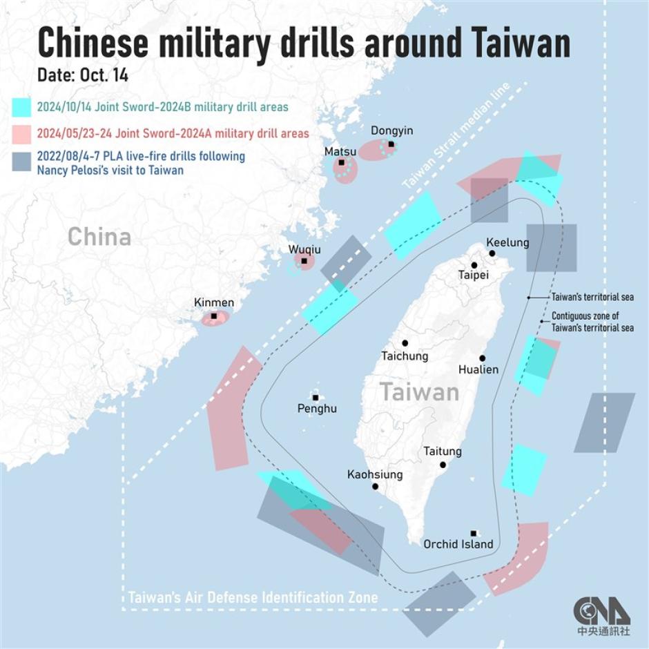 Comparativa de los tres ejercicios militares masivos de China alrededor de Taiwán