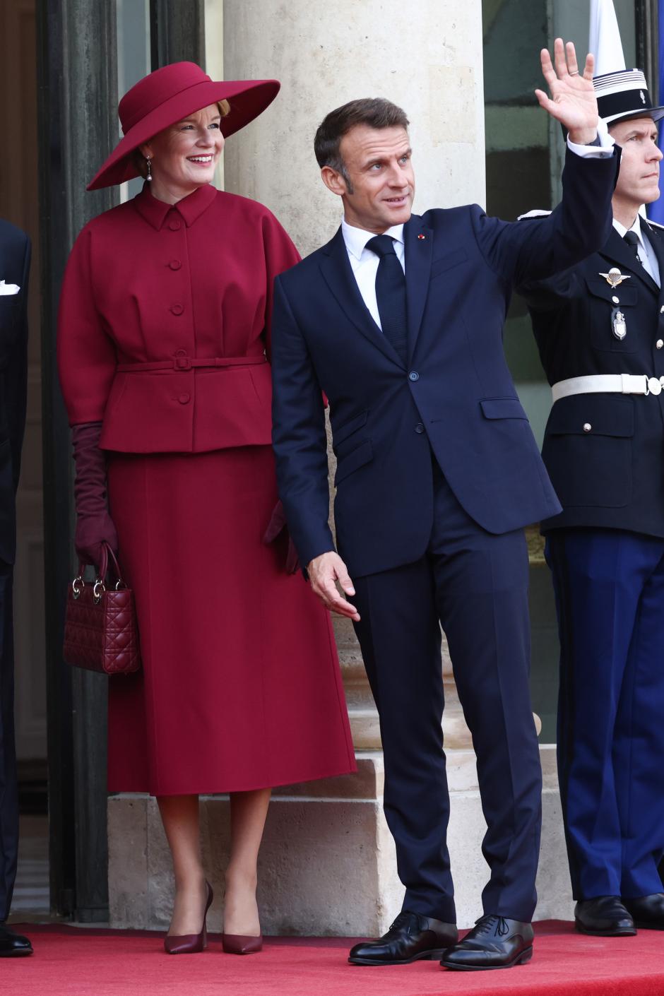 Mandatory Credit: Photo by Tom Nicholson/Shutterstock (14780203w)
Queen Mathilde of Belgium and President of France, Emmanuel Macron
King Philippe of Belgium and Queen Mathilde of Belgium state visit to Paris, France - 14 Oct 2024 *** Local Caption *** .