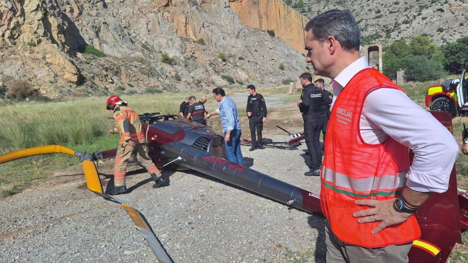 Imagen del helicóptero estrellado en la antigua cantera de la Magdalena de Castellón