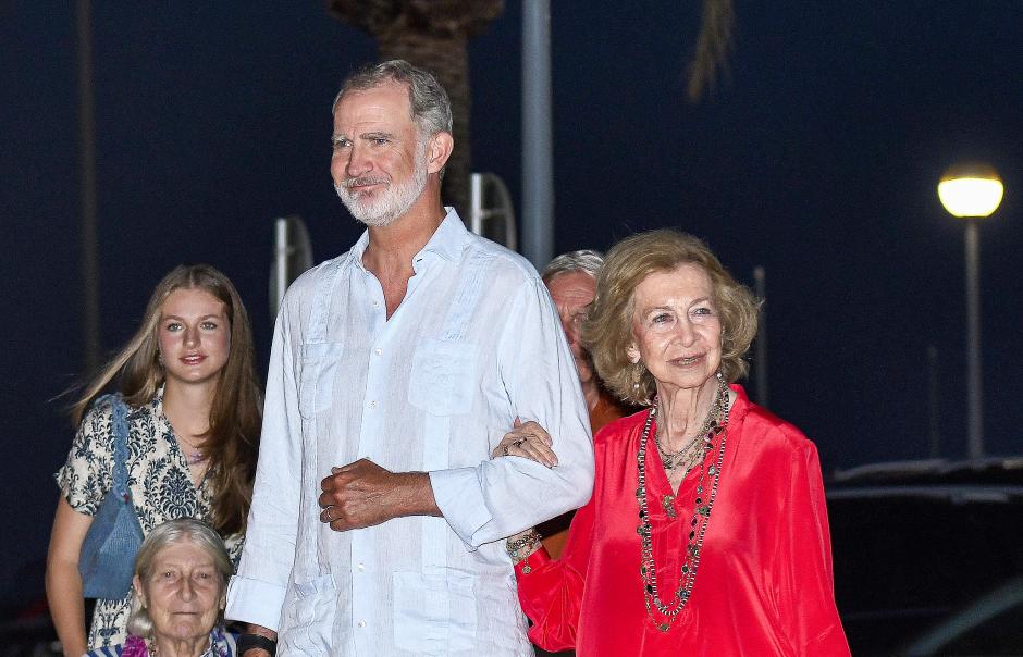 Spanish King Felipe VI and mother queen Sofia in Mallorca. August 4 2024