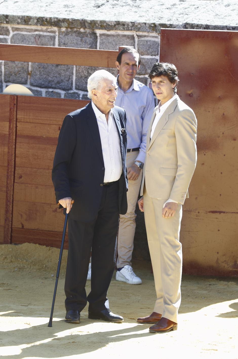 Writer Mario Vargas Llosa and Roca Rey during " Fundacion internacional para la libertad " event in San Lorenzo del Escorial on Friday, 15 October 2021.