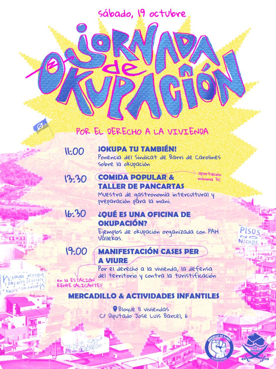 Cartel Jornada de okupación en Alicante