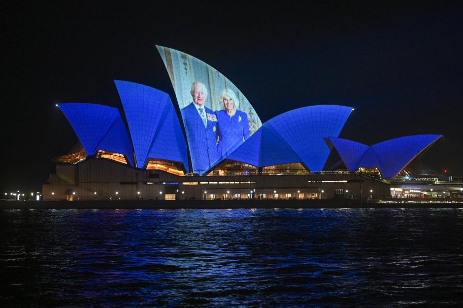 King Charles III and Queen Camilla arriving at SydneyAirport to marks the beginning of their Royal Visit to Australia in Sydney 
Projection on Sydney Opera House welcoming King Charles III and Queen Camilla