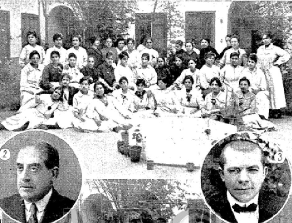 En esta foto del Diario ABC  se puede ver la plantilla del Laboratorio Besoy con las fotografías de don Vicente Lombardía y el director don José de la Linde en 1914