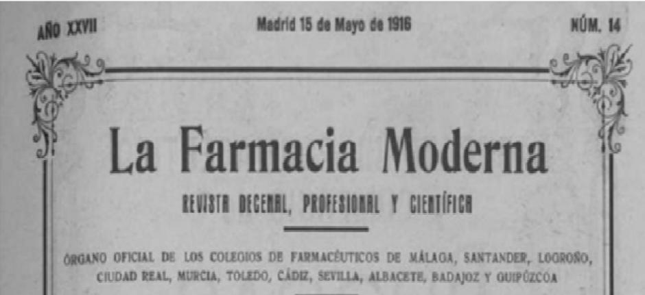 Cabecera de la revista La Farmacia Moderna