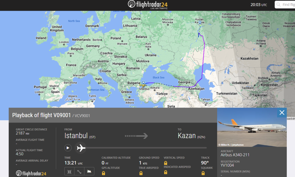 Vuelo de Maduro entre Estambul y Kazan