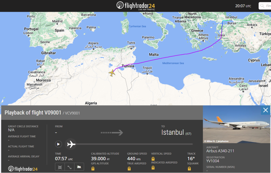 Vuelo de Maduro de algún lugar en África hacia Estambul