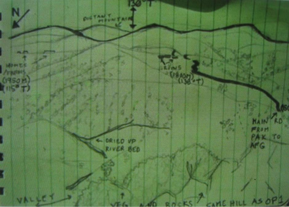 Mapa de planificación de la Operación Alas Rojas de los Navy Seal