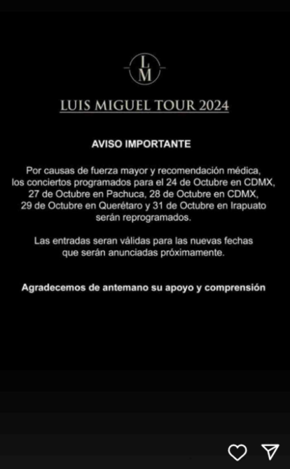 Comunicado Luis MIguel