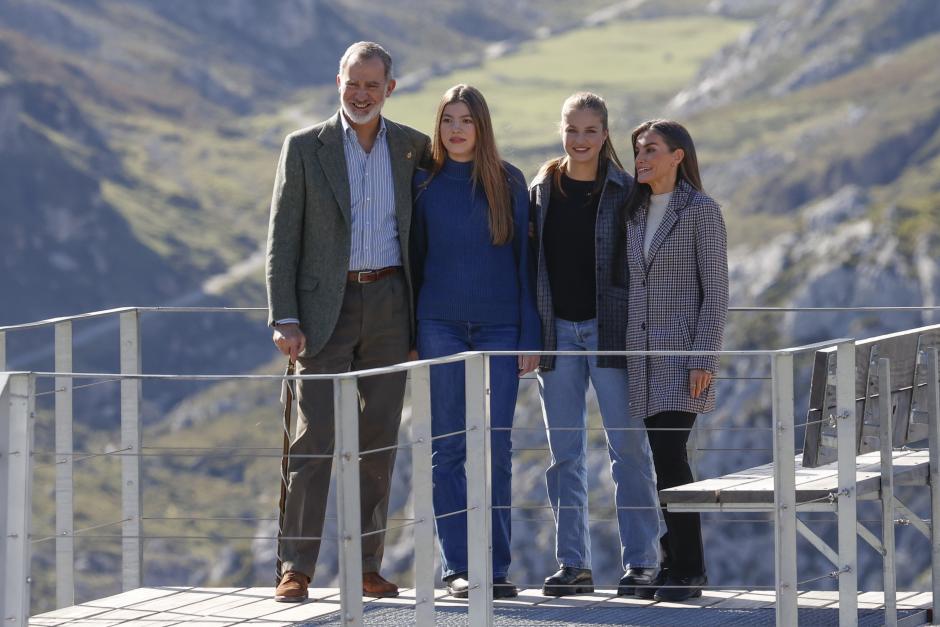 Spanish King Felipe VI and Queen Letizia with Princess of Asturias Leonor de Borbon during a visit to Sotres (Cabrales) as winner of the 35th annual Exemplary Village of Asturias Awards, Spain, on Saturday 26 October 2024.