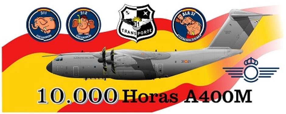 Imagen conmemorativa de las 10.000 horas de vuelo del A400M