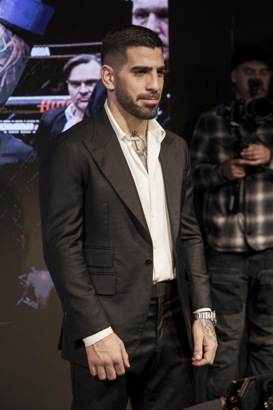 Ilia Topuria during a tribute event as UFC Featherweight World Champion in Madrid. February 22 2024