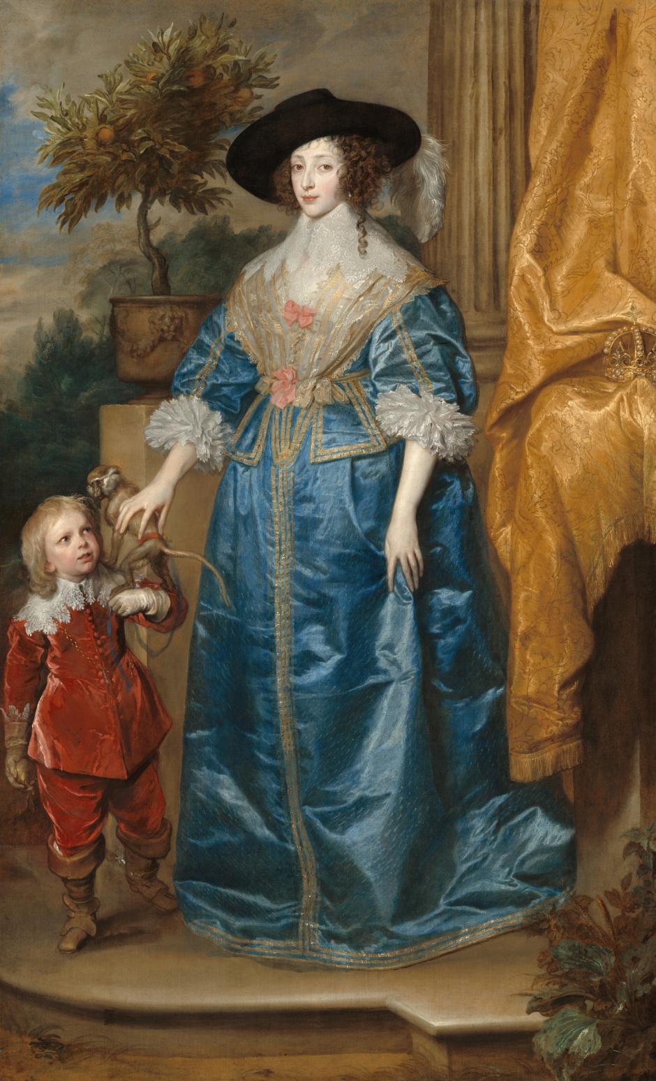 La reina Enriqueta María con su enano Sir Jeffrey Hudson (1633), de Anton van Dyck