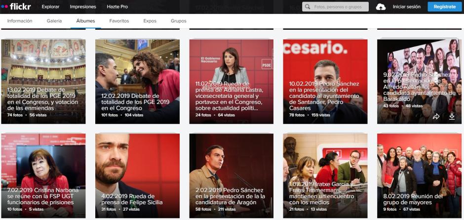 El Flickr del PSOE, del que el partido ha eliminado las imágenes del 2 de febrero de 2019