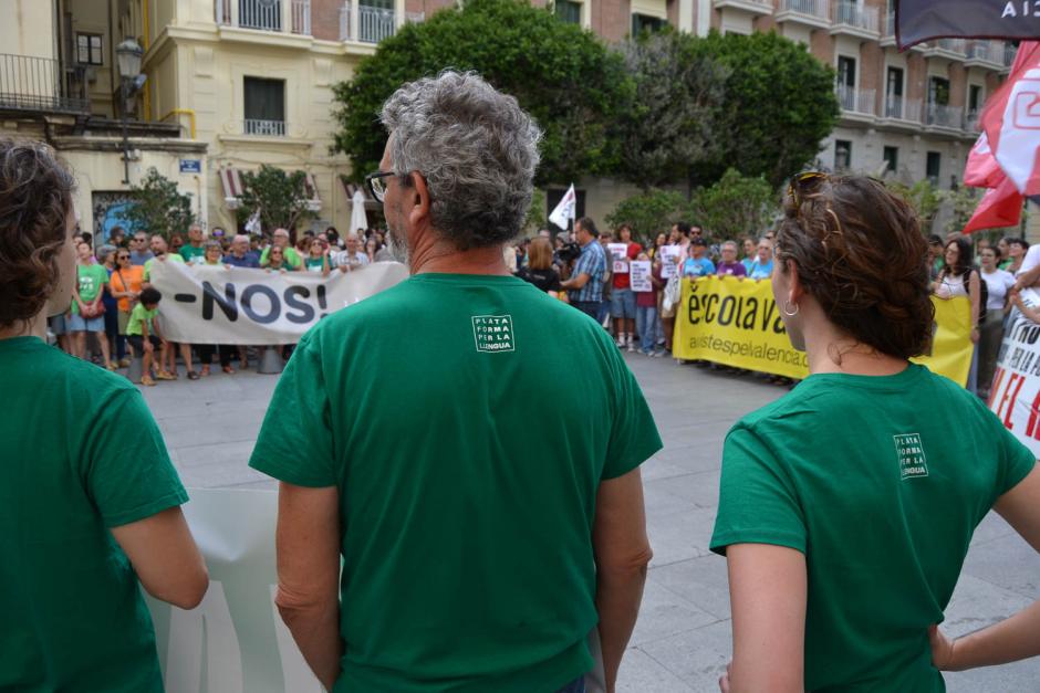 Otra imagen de la marcha por el valenciano de La Llengua no es toca, el pasado 9 de octubre, en Valencia