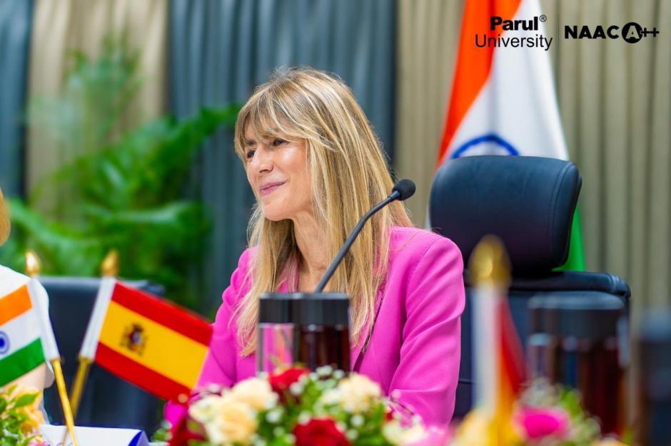 Begoña Gómez, en el encuentro que le organizaron en la Universidad de Parul