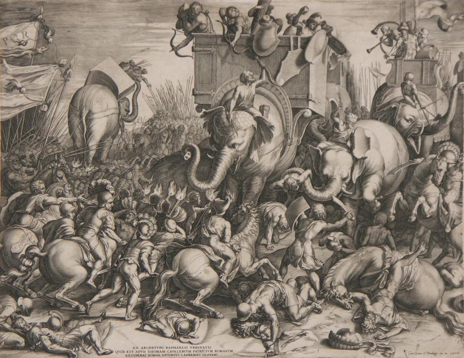 La batalla de Zama. Ilustración de Cornelis Cort