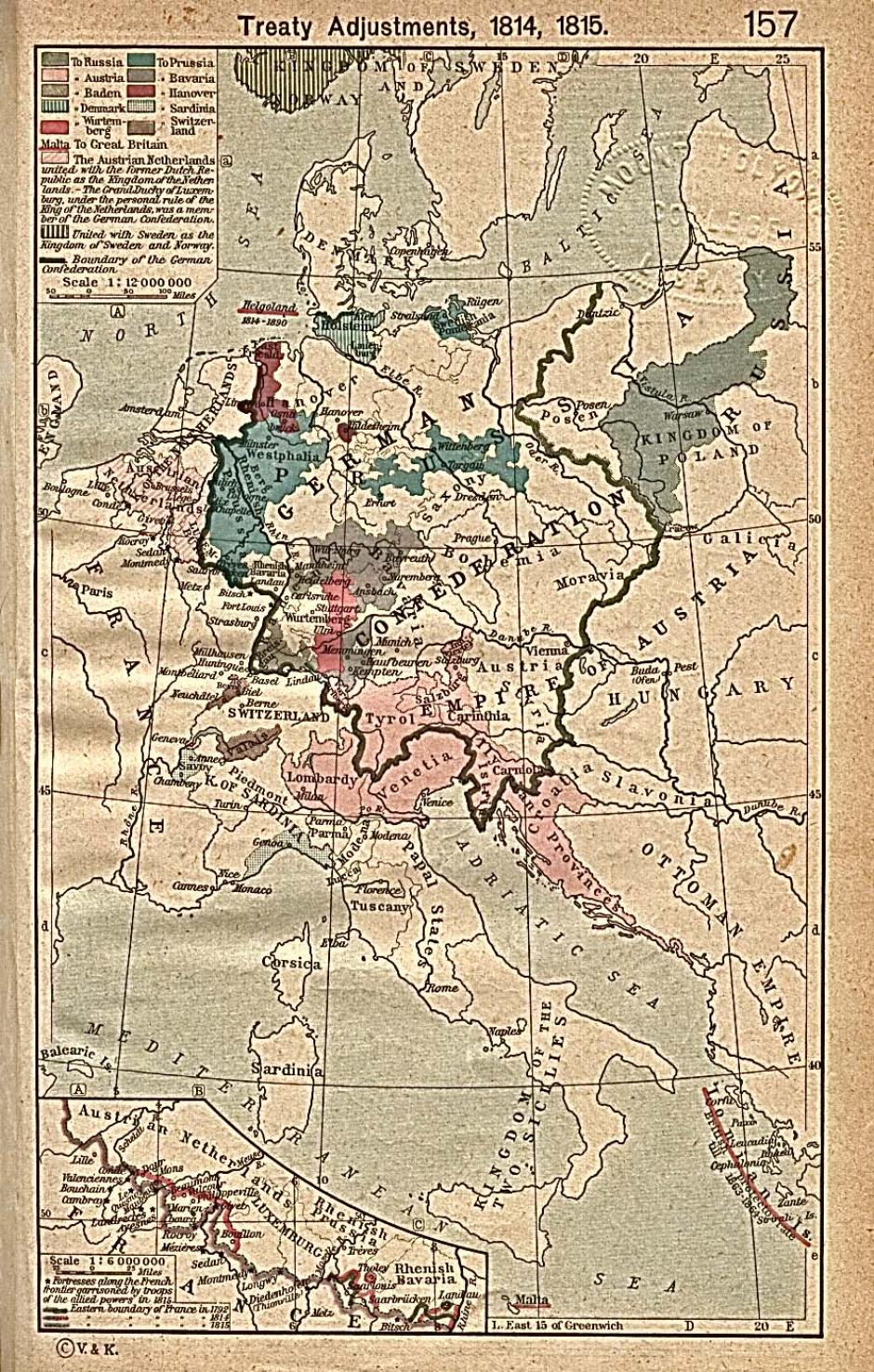 El reordenamiento de las fronteras europeas tras el Congreso de Viena de 1814-15