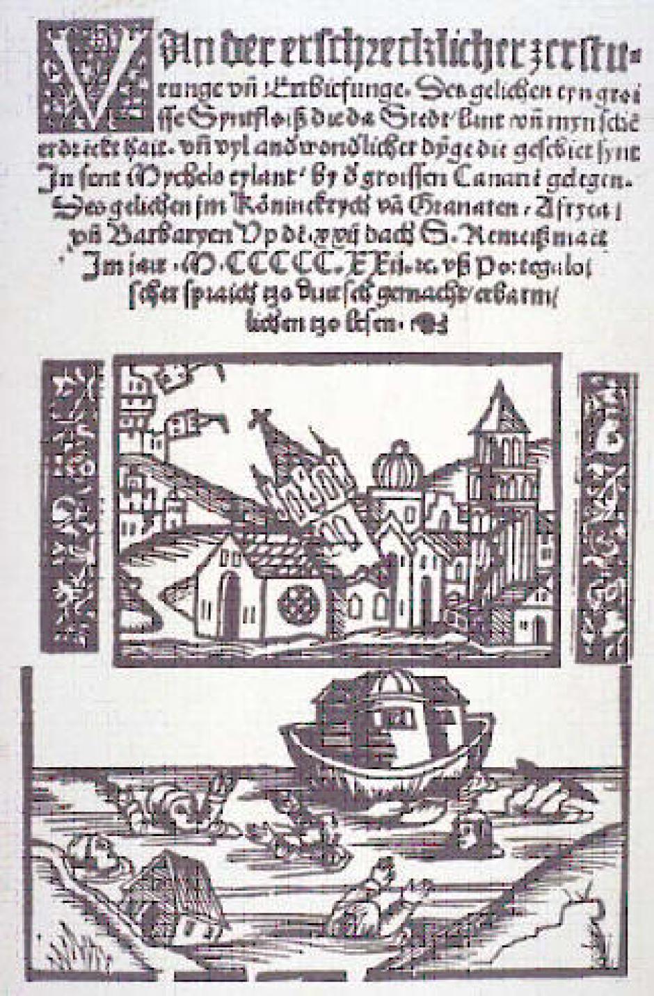 Impreso realizado en Colonia, Alemania, en 1523 informando acerca de la destrucción de Almería por el Terremoto de 1522