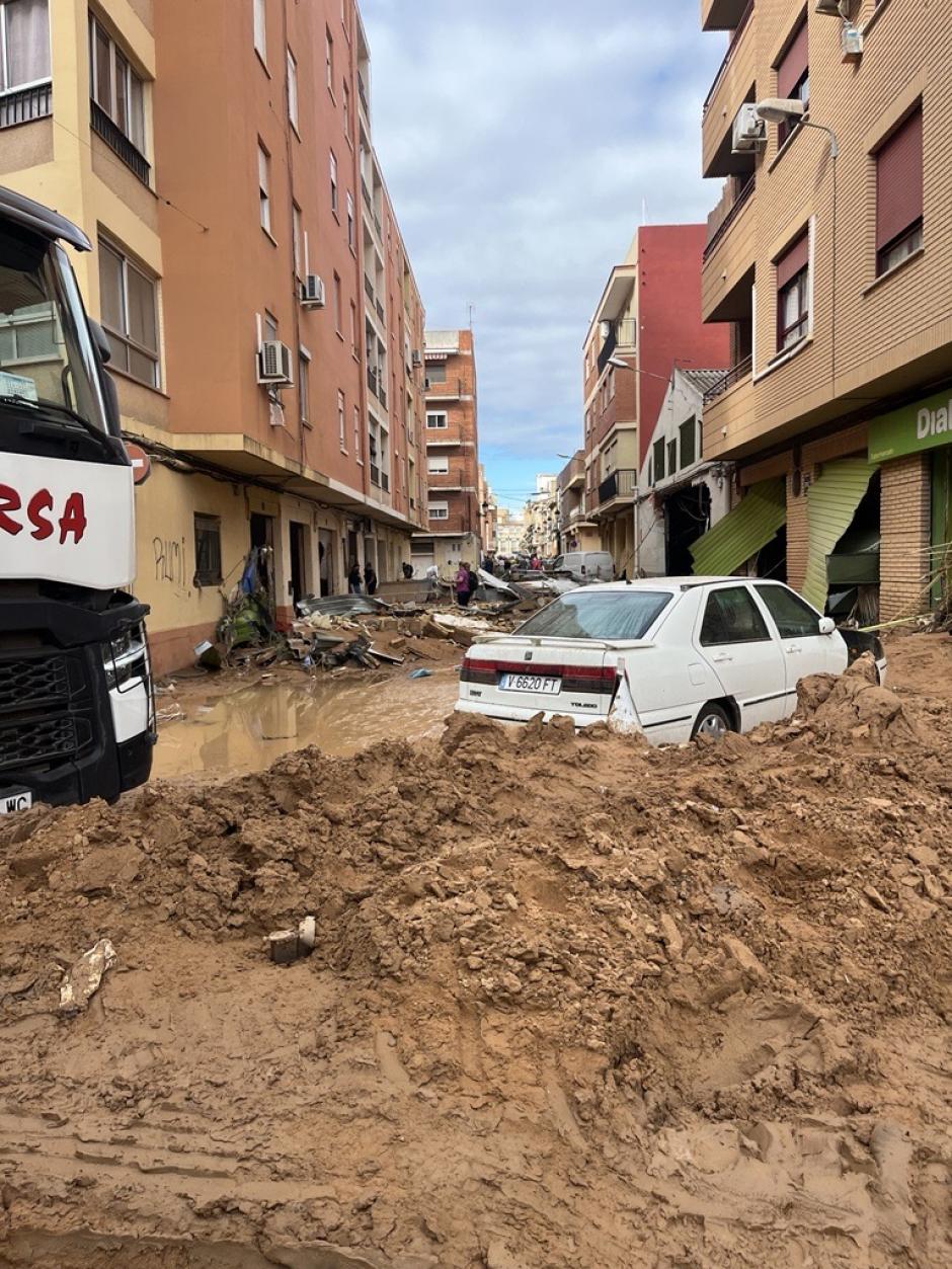 Calle de Paiporta, Valencia, ayer por la tarde