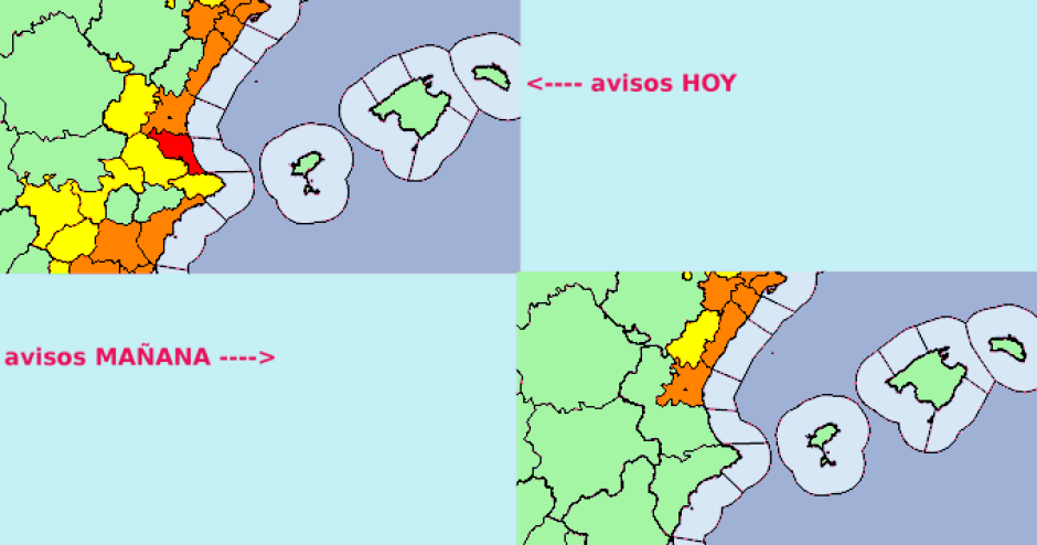 Mapa de alertas de la Aemet