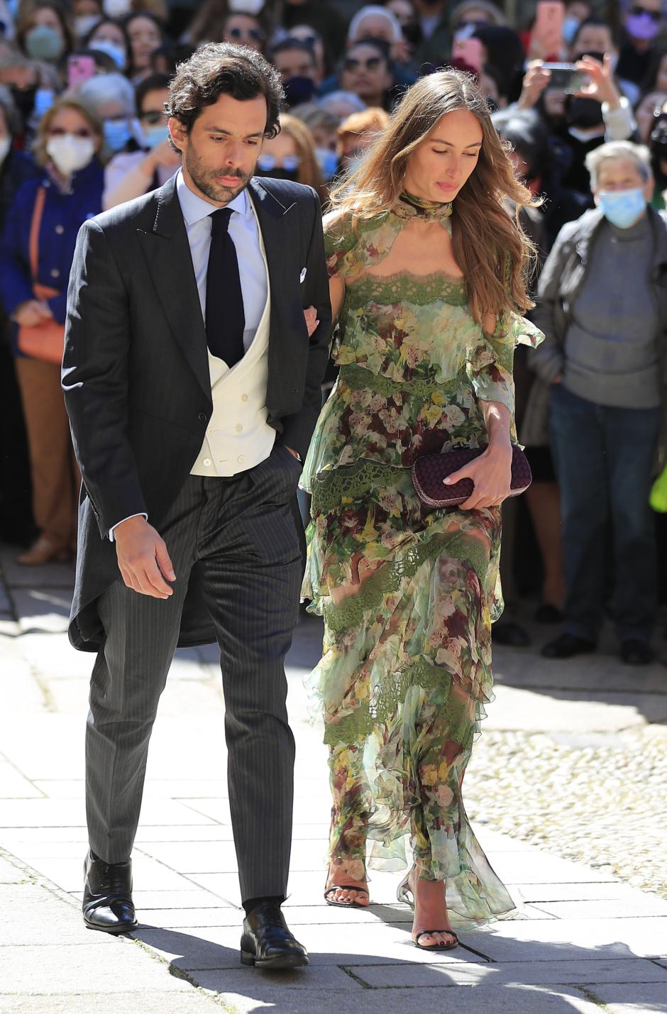 Alonso Aznar and Renata Collado during the wedding of Isabelle Junot and Alvaro Falco in Plasencia (Caceres) on Saturday, 2 April 2022.