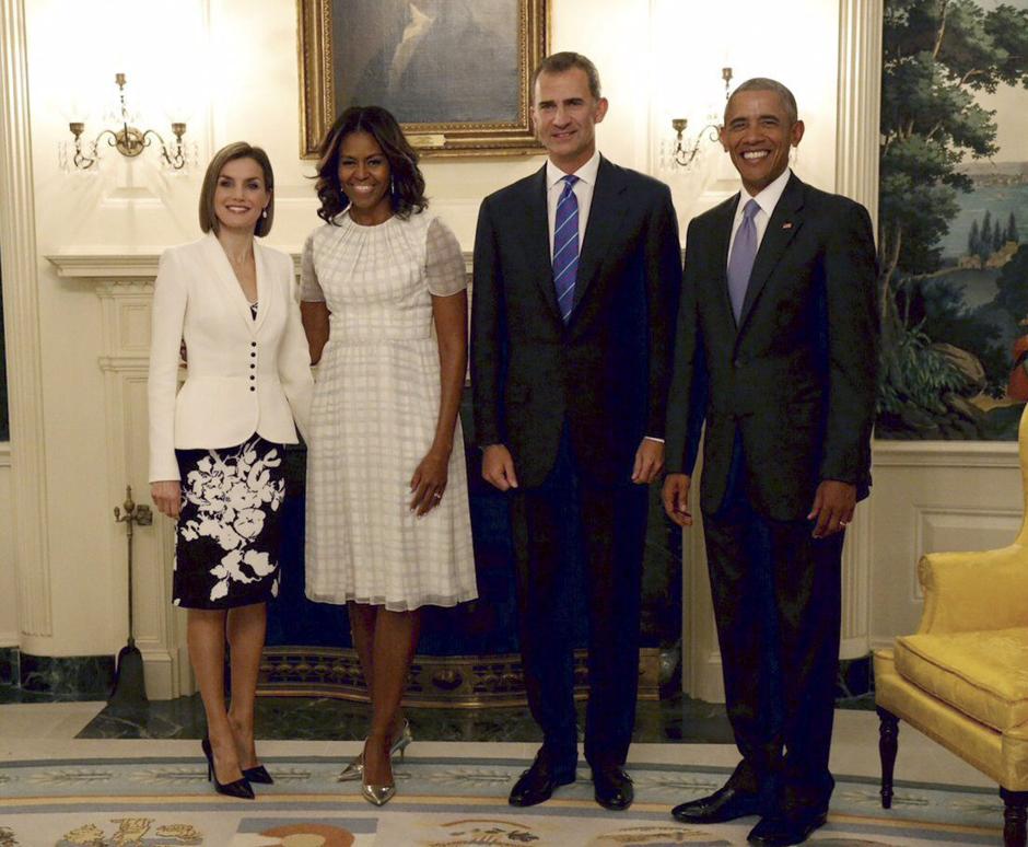 Spanish King Felipe VI and Queen Letizia Ortiz meet the President of USA Barack Obama and First Lady Michelle Obama at the White House during their official trip to United States of America, in Washington, on Tuesday 15th September, 2015.