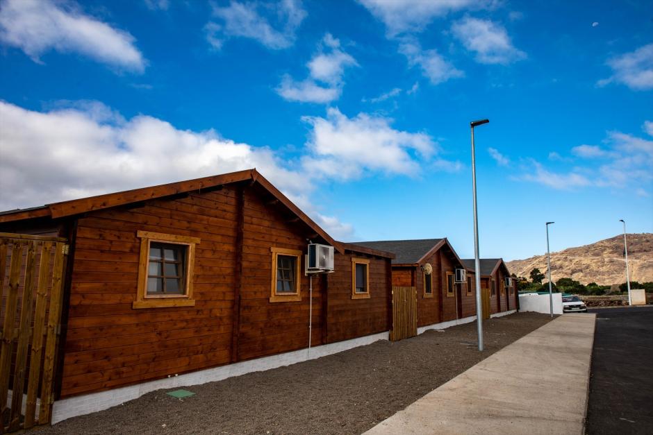 Casas de madera utilizadas por los afectados de La Palma.