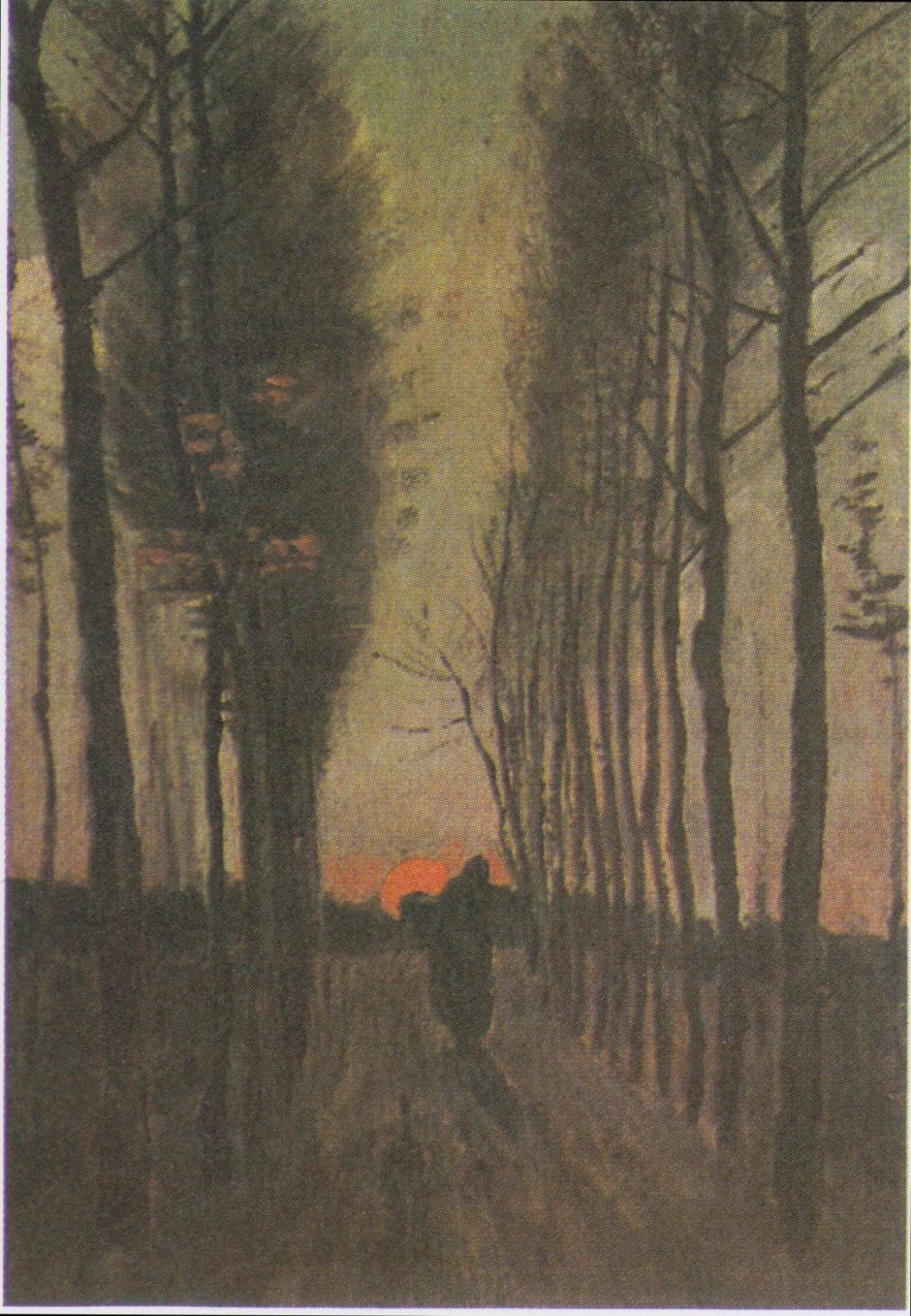 La avenida de los álamos al atardecer, de Van Gogh