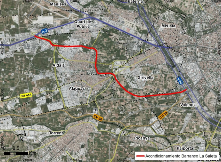 Proyecto de acondicionamiento del Barranco de la Saleta, tramo de Aldaya, Valencia