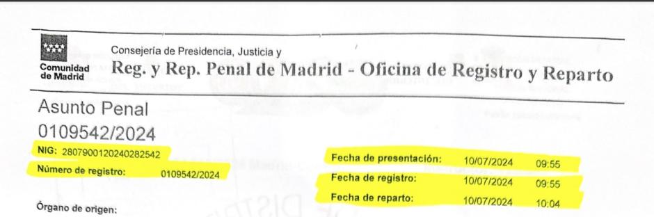 Documento en el que se establece la adjudicación