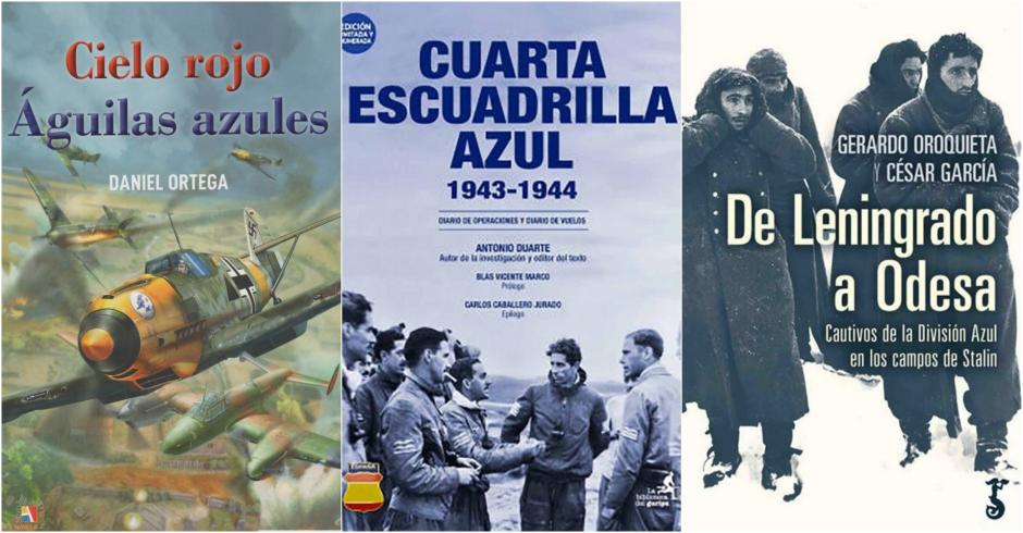 Libros de la gesta de las escuadrillas de la División Azul volando sobre el cielo más rojo