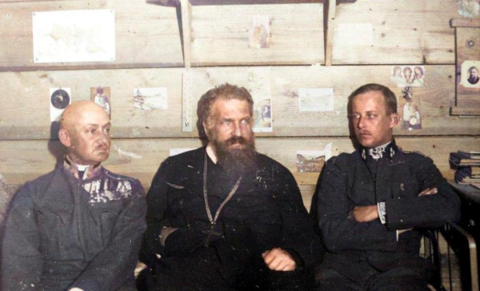 Kazimyr Guzhkovskyi , Andrey (Sheptytskyi) y Wilhelm Habsburg. Enero de 1918